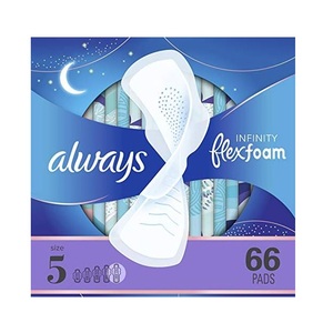 Meilleur prix toujours : Serviettes hygiéniques FlexFoam avec ailes, taille 5, extra lourdes, nuit, 132 unités, en vente à prix réduit, 6 paquets de 22, vente en gros maintenant. - Product Image 5