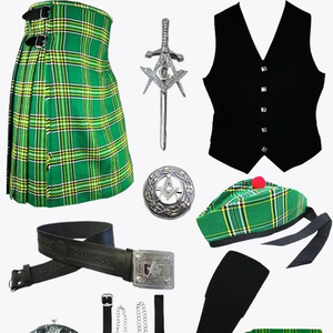Premium Handmade Tartan Utility Kilt Package Deal for <b>Men</b> With Free Fly Plaid <b>Brooch</b> Premium Quality Kilts Package Deal kilt - Product Image 1