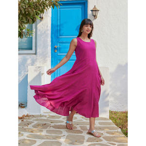 Vestido Maxi Largo de Algodón Rosalie - Cintura Imperio Sólida de Una Pieza de Alta Calidad para el Día o Fiestas - Product Image 6