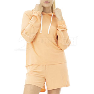 Conjunto corto de Sudadera con capucha para mujer de gran tamaño 2023 estilo informal de moda con patrón sólido para invierno-MOQ bajo - Product Image 1