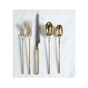 Ensemble de couverts en laiton doré fait à la main avec des poignées en forme de feuille, taille personnalisée, vaisselle, ensemble de couverts en Inde - Product Image 6