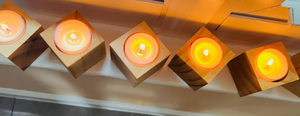 Wooden Square <b>Tea</b> <b>Light</b> Holder Set of 6 Natural Finish Home Decoration Candle Holders - Product Image 4