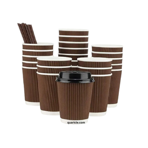 Vasos de papel desechables ondulados naturales 100%, tamaños de 4oz/6oz/9oz/12oz/16oz, Bebidas frías y calientes adecuadas para kits de fiestas de hoteles - Product Image 3