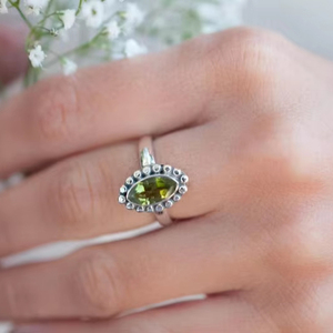 Bohème Maresia 925 Péridot Anneau Délicat Tous Les Jours Bijoux Casual Boho Hippie Août Pierre De Naissance - Product Image 1
