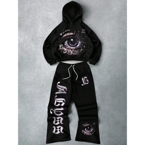 Mens Custom Logo Winter Streetwear Solid Track Suit Quick Dry Breathable Windproof <b>Hoodie</b> & Jogger Set - Product Image 1