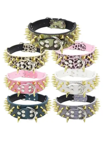 Best Seller Trending Spiked Leather Dog Collar Multifunctional & Lightweight With Soft <b>Padded</b> Foldable Carved at Wholesale Price - Product Image 3