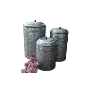 Juego de 3 Recipientes Galvanizados, Forma Redonda, Tamaño Personalizado, Latas de Almacenamiento de Azúcar del Mejor Exportador de la India - Product Image 6