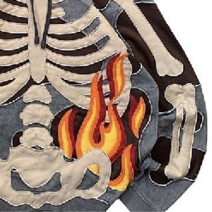 Custom logo 100% Cotton Fleece Full Face Zip Raw Boxy Cropped Men Patch Work Applique Distressed Embroidered Sun Faded Vintage - Product Image 4