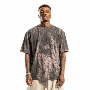 เสื้อยืดคอตตอน 100% ทรงหลวม แขนสั้น คอกลม สไตล์สตรีทแวร์ ล้างสีแบบ Acid Wash สำหรับผู้ชาย - Product Image 6