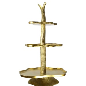 3 Tier Aluminium Gold Luxury Style <b>Cake</b> <b>Stand</b> Premium Design <b>Cake</b> <b>Stand</b> Elegant for Hotel Parties Table Top Decor Serving Usage - Product Image 1
