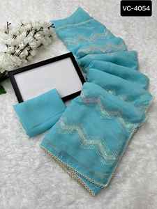 Wholesale Price Saree Manufacturer of Surat Designer Saree Collections With Banglory Silk Blouse With Sequence Work Party Wear - Product Image 3