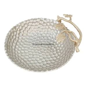 Oval Shape Factory Direct Supply Premium Quality Metal Unique Hammered Texture <b>Silver</b> Shiny Polished Serving And Decorative <b>Bowl</b> - Product Image 2