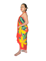 Robe de bain grande taille DK peinte à la main à motifs floraux, dos nu, 100 % rayonne respirante et séchage rapide pour femme