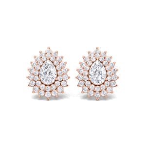 Pendientes de Diamante Cultivado en Laboratorio con Corte de Pera de 1 Quilate y Doble Halo, Oro Amarillo, Blanco y Rosa de 9K, Chapados en Rodio, con Cierre de Rosca, Finos para Novia - Product Image 1