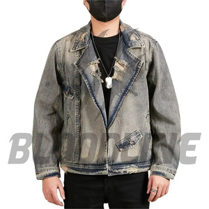Women's <b>Denim</b> Blouson Jacket Full Sleeve Single Button Button Collar Cotton Lined Washed Solid Black Winter <b>Coat</b> Quick Dry - Product Image 2
