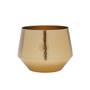 Vase en métal doré texturé Pot de fleur décoratif léger et brillant Pièce maîtresse sophistiquée pour l'exportation de mariage de salon - Product Image 1