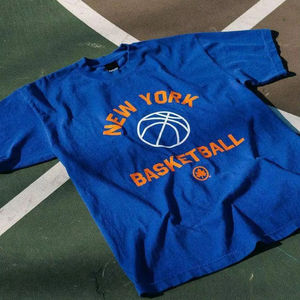 Camiseta Gráfica Vintage de Baloncesto de Nueva York, Estilo Urbano, Algodón Premium, Informal, Deportiva, Moderna - Product Image 1