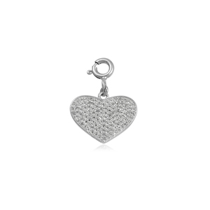 Venta caliente colgante de corazón de estilo romántico bombardeado aleación brillante con declaración única de amor 1 tamaño rodio plateado con circón - Product Image 1