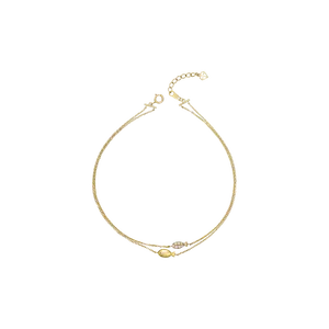 Customize Anklets 14k Gold Bracelet and Anklets Solid Gold Fish Charm Anklets Double Chain Jewelry Manufacturer HTJ brand LCLF96