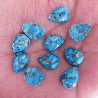 Turquoise Cuivre Bleu Naturel, Cabochon à Finition Plate Forme Poire, pour la Fabrication de Bijoux, Toutes Tailles, pour Créer des Bagues DIY, Pierre de Naissance à Changement de Couleur