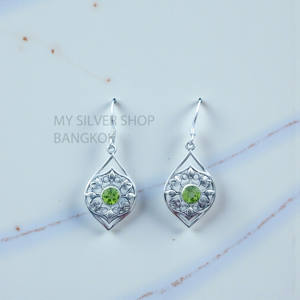 Pendientes de Plata de Ley 925 con Piedra Preciosa de Peridoto, Pendientes de Plata Facetados Hechos a Mano, Precio al por Mayor - Product Image 2