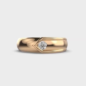 Bague en diamant créée par un laboratoire Bague ronde cultivée en laboratoire Bague de mariage en or jaune 14K écologique - Product Image 1