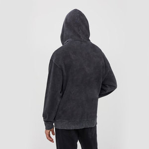 Fabricants de sweats à capuche surdimensionnés en coton French Terry délavé à l'acide avec logo personnalisé et double fermeture éclair, style High Street, OEM - Product Image 2