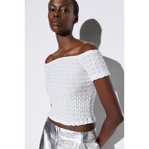 Chemise à épaules dénudées en tissu crêpe - Product Image 3