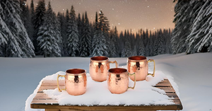 แก้วมักมอสโกมิวล์ทำจากทองแดงทำด้วยมือพร้อมด้ามจับทองเหลืองแก้วดื่มน้ำรูปทรงกลม4ใบโดยใช้ศิลปะที่บ้าน - Product Image 5