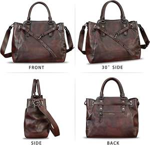 OEM personnalisé élégant élégant en cuir de vachette pour femmes sac fourre-tout véritable sac à bandoulière fabriqué à la main à la mode en gros - Product Image 3