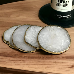 Elegant White Natural Agate <b>Stone</b> Coasters Durable Drinkware Protectors for Home Decor and Weddings Mats & Pads - Product Image 6