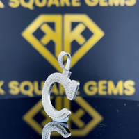 Pendentif lettre initiale en argent sterling et moissanite VVS, pendentif prénom enfant, pendentif lettre C, cadeau