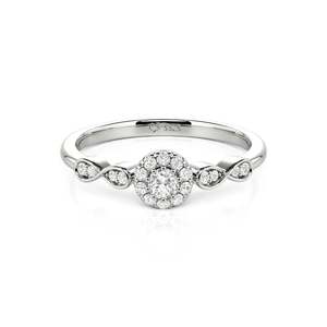 Bague de mariage Jeulia personnalisée en diamant rond avec sertissage pavé en platine - Product Image 4