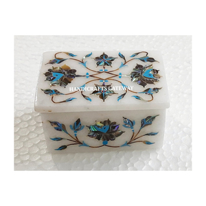 Atractivo hermoso hecho a mano de alta calidad de mármol blanco incrustaciones madre de perla joyero para propósito de regalo de boda - Product Image 1