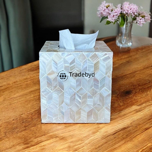 Caja de pañuelos de lujo con incrustaciones de madera, soporte de pañuelos de diseño para el hogar, hoteles y regalos Tradebyd - Product Image 3