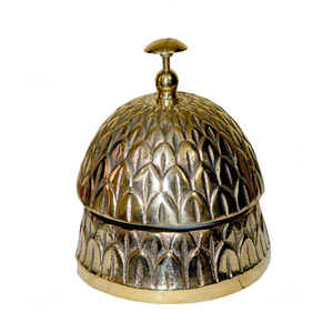 Venta caliente campana de escritorio de latón con acabado dorado mejor precio al por mayor restaurante servicio de cocina mano empujar campana de escritorio para la venta - Product Image 5