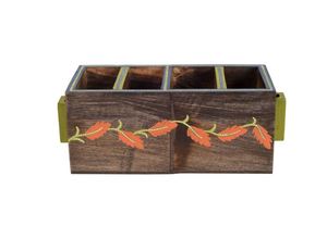 Wholesale 4-Compartment Wooden Utensil Holder Low Price Durable Kitchen Cutlery Holder From Indian Exporter - Product Image 5