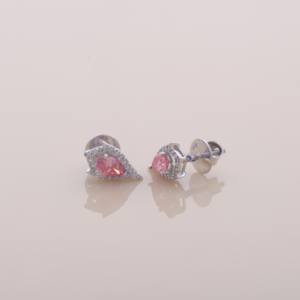 Boucles d'oreilles halo en diamant rose poire de 0,847 carats avec diamants ronds de 0,219 carats, en argent sterling 925 massif, bijoux fins - Product Image 3