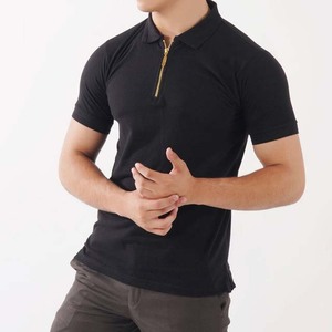 Men's Plus Size Black Short Sleeve Polo <b>Shirt</b> 100% Cotton Knitted Casual Solid Color Zipper <b>Collar</b> - Product Image 6