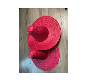 Mexican Red Straw Sombrero hat/ Wholesale Straw Hats for Women Custom Logo Print Factory Direct party festival casual daily