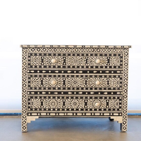Décoration intérieure Artisan indien artisanal Commode à incrustation d'os Commode à tiroirs Armoire à incrustation d'os Rangement décoratif Artisanal