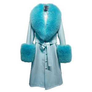 Abrigo de Invierno de Lujo para Mujer, Piel de Oveja Genuina de Alta Calidad, Cuello y Puños de Piel de Zorro Real, Cierre de un Solo Botón, Estilo Casual Largo - Product Image 6