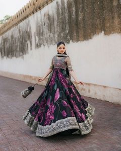 Nouveau concepteur Anarkali Faux Georgette broderie séquence travail et robe imprimée avec entièrement Flair et entièrement cousu avec Dupatta - Product Image 4