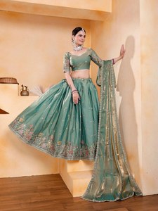 Nouvelles collections de lehenga choli en coton moderne, travail de broderie dorée, paillettes, séchage rapide, toutes saisons, vêtements de fête, broderie de fil - Product Image 2