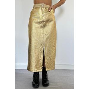 Faldas de Gabardina con Abertura y Detalles en Dorado Brillante al por Mayor - Product Image 3