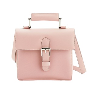 Cartable en cuir rose pastel italien mignon avec matériel argenté-Design italien simple et minimaliste - Product Image 5