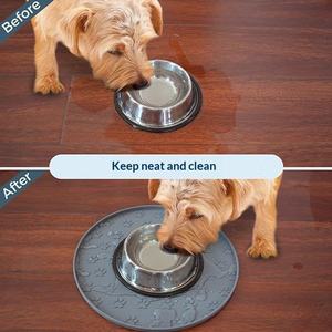 For Pet Placemat Dog & Cat Food Bowl <b>Mat</b> Paw Print Waterproof <b>Silicone</b> for All Seasons - Product Image 1