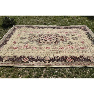 Tapis vintage 6,7 x 10,1 pieds, grand tapis turc, tapis oriental en laine beige et rouge - Product Image 4