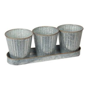 Decoration Big Natural Metal <b>Flower</b> <b>Pot</b> Planter Galvanized Bucket Tin <b>Tall</b> Garden Vase with Handles IN Vintage Look - Product Image 3