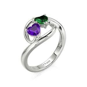 Anillo de Plata de Ley con Dos Piedras en Forma de Corazón, Estilo Hiphop Vintage para Hombre, Marca Jeulia - Product Image 2